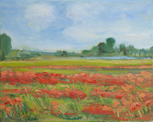 “Living Coral Poppy Field” by artist Alexi Fine – Ink & Join